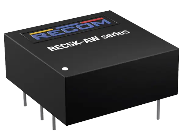 RECOM Power REC5K-AW隔离DC/DC变换器提供4kV(DC /1sec)的基本等级隔离和5W的输出功率。
